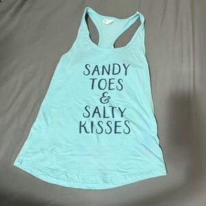 Blue Graphic Tank Top - Sandy Toes & Salty Kisses